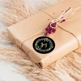 Pegatina Redonda Verde dorado negro | Alegría de los Navidades de o