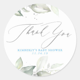 Pegatina Redonda Verde Elegante Gracias