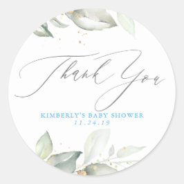 Pegatina Redonda Verde Elegante Gracias