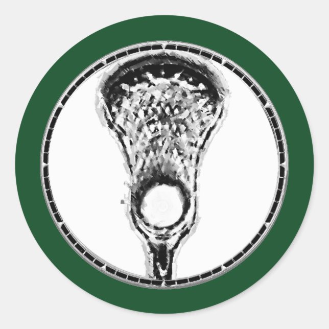 Pegatina Redonda Verde Lacrosse (Anverso)