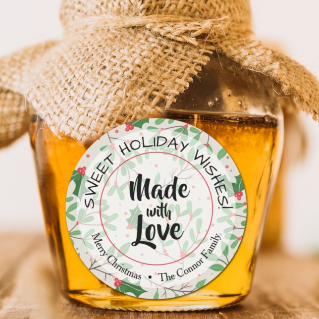 Pegatina Redonda Verde navideño hecho con amor Vacaciones (Subido por el creador)