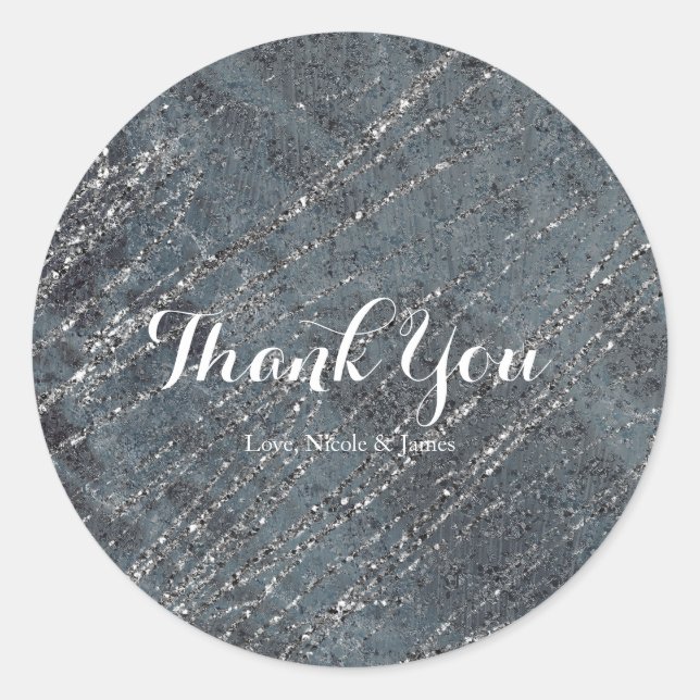 Pegatina Redonda Verde Negro Gris Moderno Mármol Diseñador Chic (Anverso)