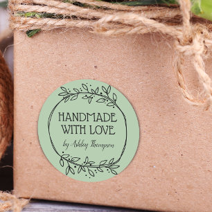 Pegatina Redonda Verde Nombre Verdejismo Hecho a Mano con Amor