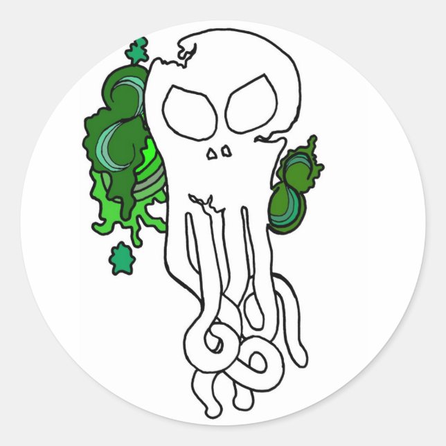 Pegatina Redonda Verde octo (Anverso)