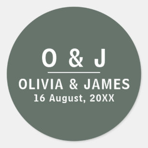 Pegatina Redonda Verde oscuro Boda escandaloso Minimalista modern