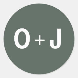 Pegatina Redonda Verde oscuro | Iniciales + Boda escandaloso Minima