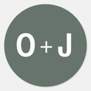 Pegatina Redonda Verde oscuro   Iniciales + Boda escandaloso Minima