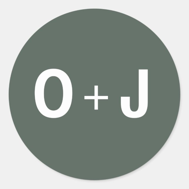 Pegatina Redonda Verde oscuro | Iniciales + Boda escandaloso Minima (Anverso)