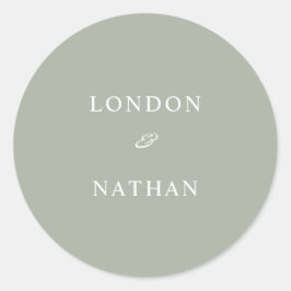 Pegatina Redonda Verde Sage simple