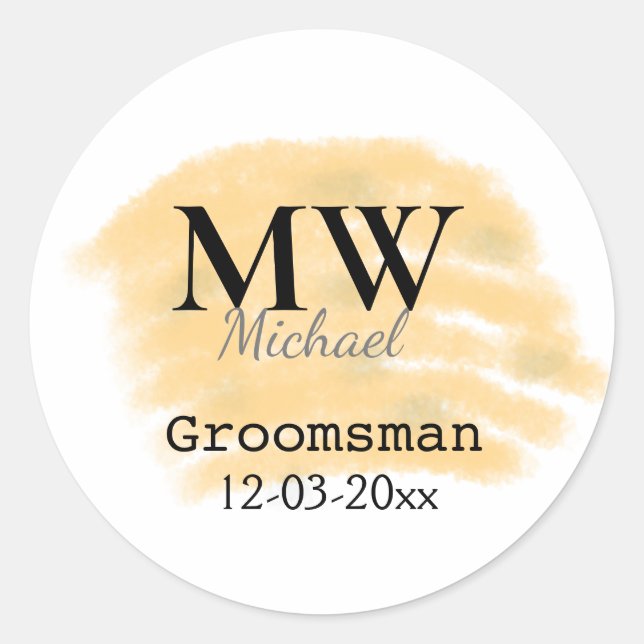 Pegatina Redonda verde salvia naranja padrino agregar nombre letra  (Anverso)