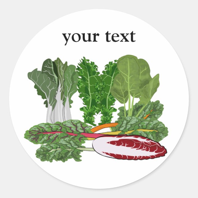 Pegatina Redonda Verdes Verdes Veggie Lovers Verduras (Anverso)