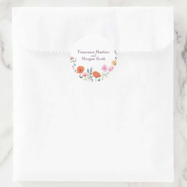 Pegatina Redonda Verdor floral clásico (Bolso)