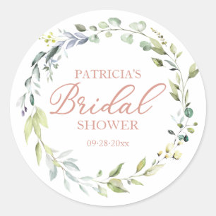 Pegatina Redonda Verdor Wreath Bridal Shower