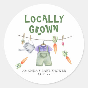Pegatina Redonda Verduras cultivadas localmente acuarela baby showe