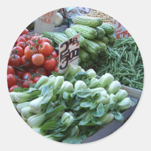 Pegatina Redonda Verduras frescas CricketDiane del mercado