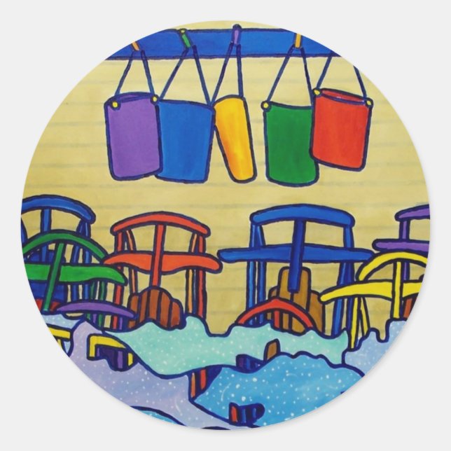 Pegatina Redonda Vermont Color o por Piliero (Anverso)