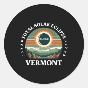 Pegatina Redonda Vermont Eclipse 4.08.24 Estados Unidos Total Eclip