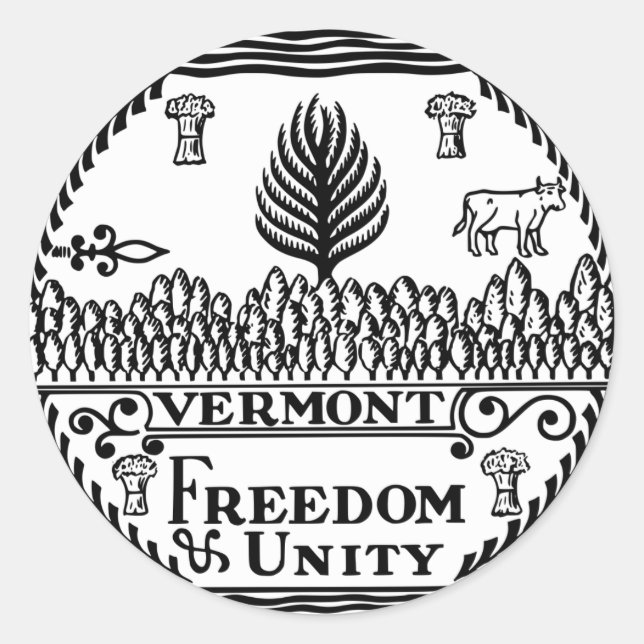 Pegatina Redonda Vermont Great Seal (Anverso)
