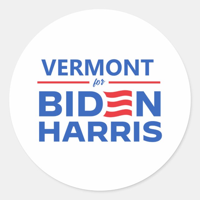 Pegatina Redonda Vermont para Biden Harris (Anverso)