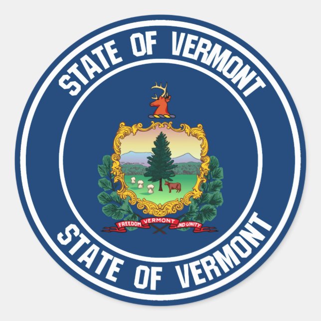 Pegatina Redonda Vermont Round Emblem (Anverso)