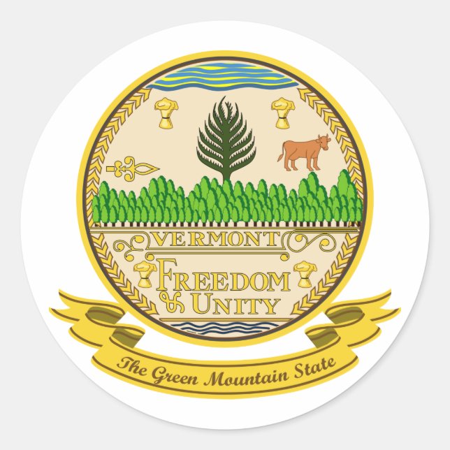 Pegatina Redonda Vermont Seal (Anverso)