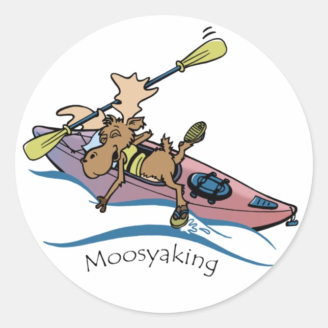 Pegatina Redonda Vermosin' Da Yak Vermont Moose kayak (Anverso)