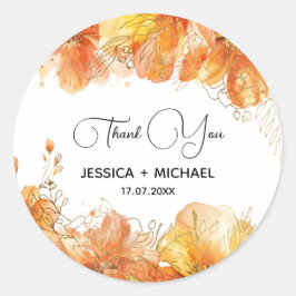 Pegatina Redonda Verona Sunset Floral Gold Gracias Boda