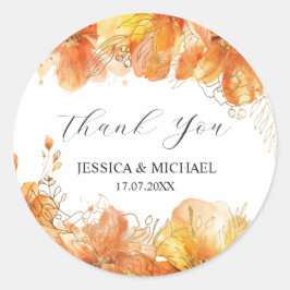 Pegatina Redonda Verona Sunset Watercolor Florals Gracias Boda