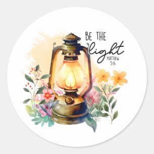 Pegatina Redonda Versículo de la Biblia cristiana Mateo 5:14 Sé Luz