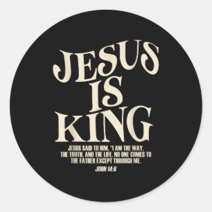 Pegatina Redonda Versículo de la Biblia El Rey es Jesús Juan 14_6 D
