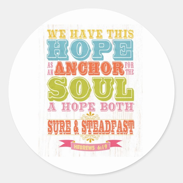 Pegatina Redonda Verso de la Biblia Escritural Cristiana - Hebreo 6 (Anverso)