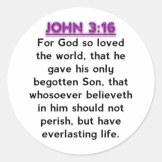 Pegatina Redonda Versos de la Biblia - John 3.16 KJV