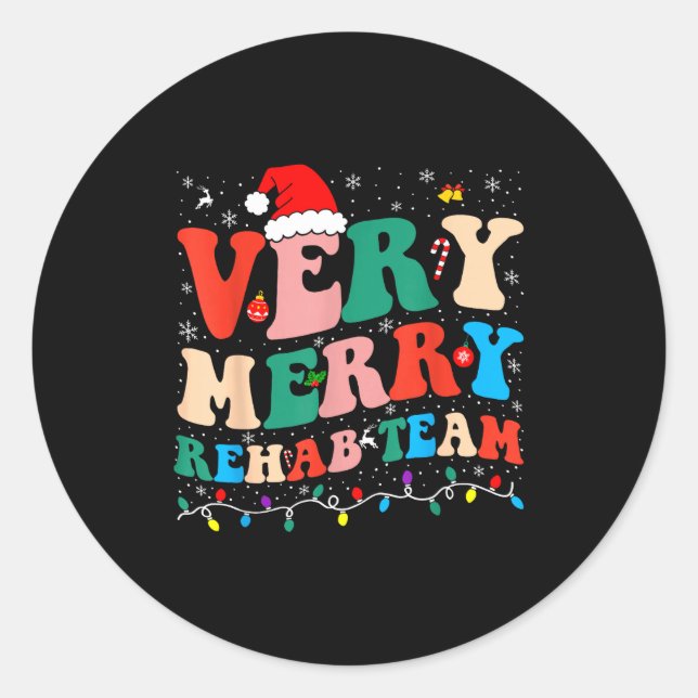 Pegatina Redonda Very Merry Rehab Team Pt Christmas Matching Santa  (Anverso)