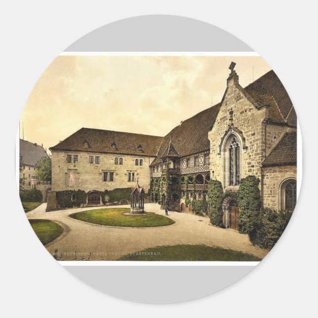 Pegatina Redonda Veste Coburg Furstenbau, Turingia, Alemania rara P (Anverso)