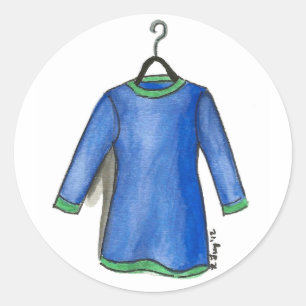 Pegatina Redonda Vestido azul sobre la moda de la moda de la moda e