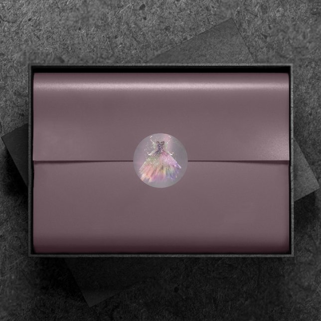 Pegatina Redonda Vestido de baile de hadas bohemio | Tono de vino o (Subido por el creador)