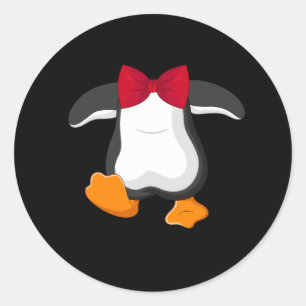 Pegatina Redonda Vestido pingüino adorable Tuxedo Bow Tie Halloween