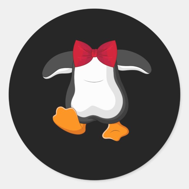 Pegatina Redonda Vestido pingüino adorable Tuxedo Bow Tie Halloween (Anverso)