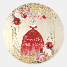 Vestido Rojo Flores H2 Quinceañera PixDezines 