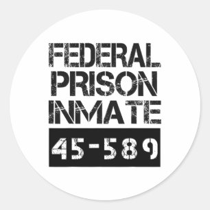 Pegatina Redonda Vestimenta de prisionero en prisión federal de Hal