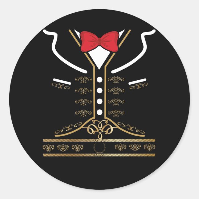 Pegatina Redonda Vestimenta mexicana de Mariachi Charro por Cinco D (Anverso)