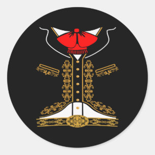 Pegatina Redonda Vestimenta mexicana de Mariachi Charro por Cinco D