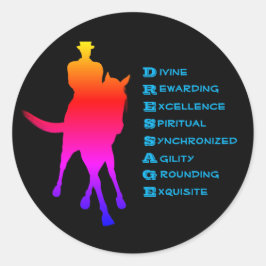 Pegatina Redonda Vestir Es Caballo Y Montar Arcoiris