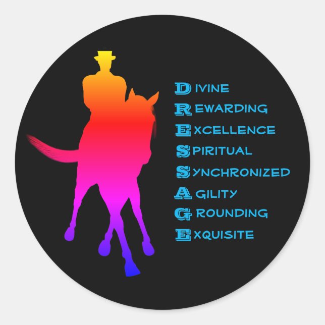 Pegatina Redonda Vestir Es Caballo Y Montar Arcoiris (Anverso)