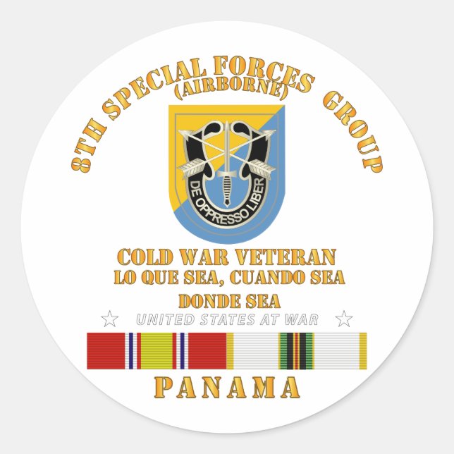 Pegatina Redonda Vet de Guerra Fría - 8º Grupo de Fuerzas Especiale (Anverso)