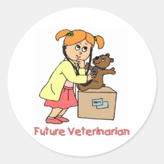 Pegatina Redonda Vet Futuro - Niña Pequeña