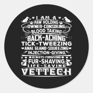Pegatina Redonda Vet Tech Vet Tech Gray Small