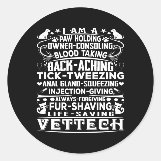 Pegatina Redonda Vet Tech Vet Tech Gray Small (Anverso)