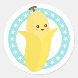 Pegatina Redonda Vete Bananas con Banana Lindo