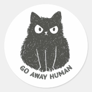 Pegatina Redonda Vete Humano. Forma de gato